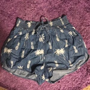 Denim pineapple shorts